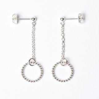 Silver Circle & Chain Earrings