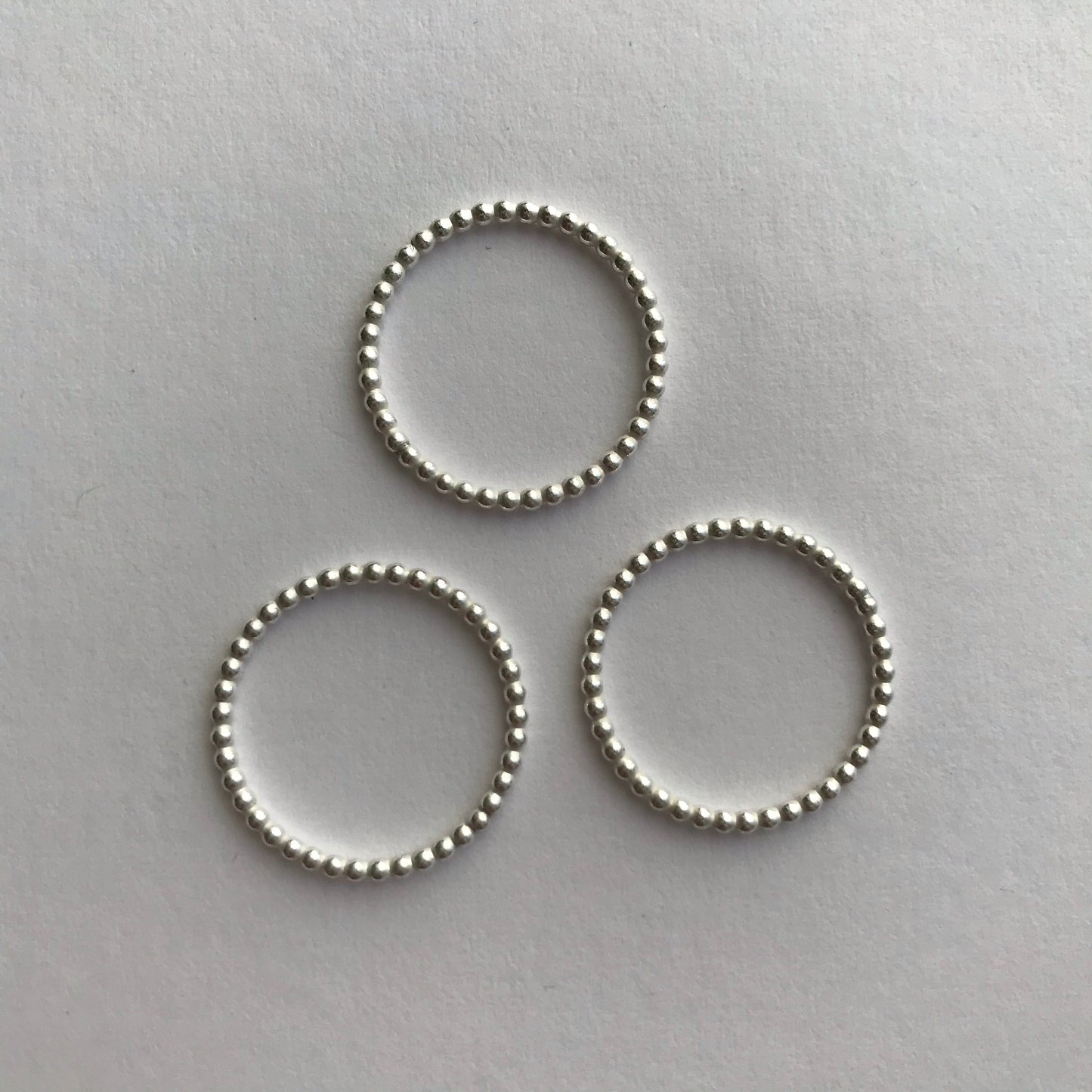 Tiny Silver Ball Rings (stack of three)