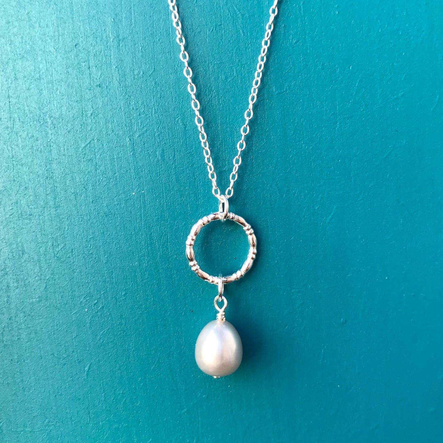 Circle Pendant with Pearl Drop