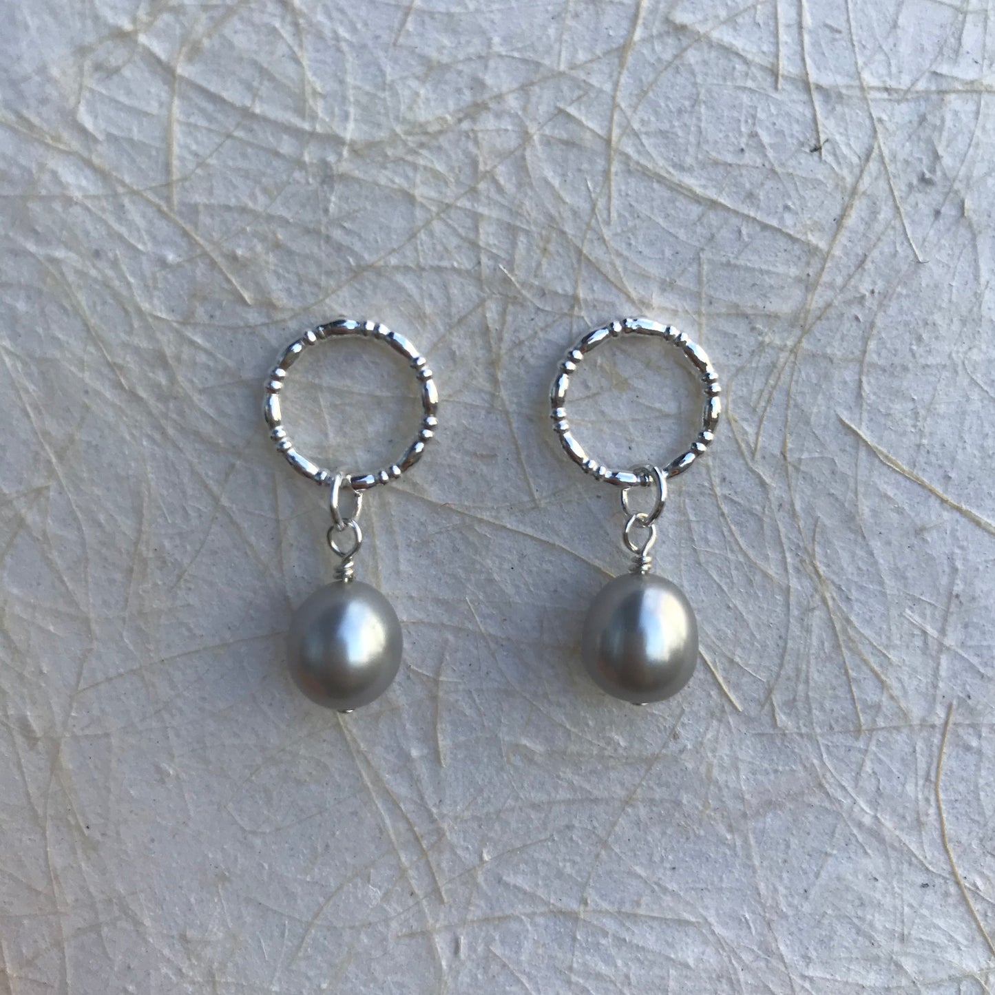 Circle Studs with Pearl Drop