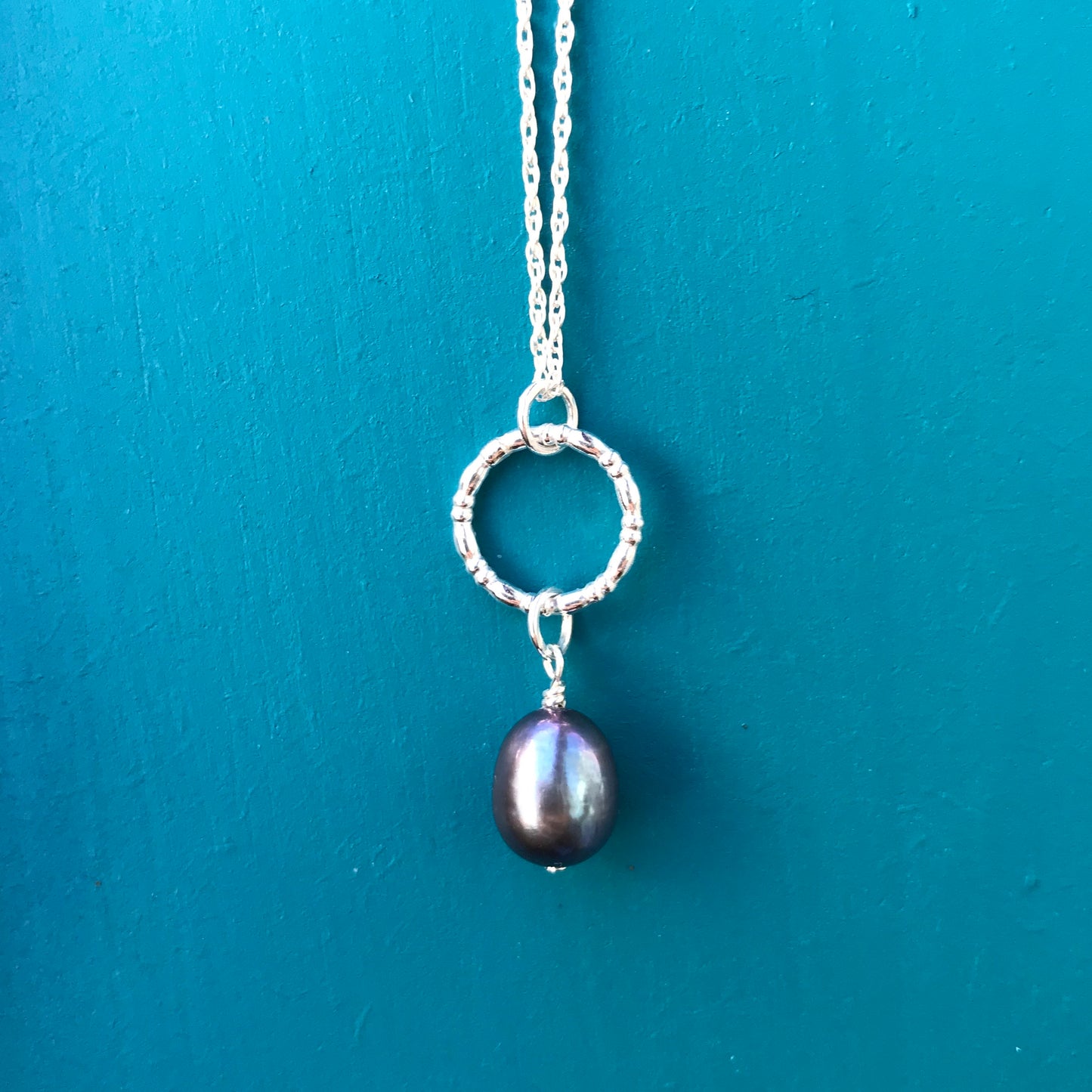 Circle Pendant with Pearl Drop